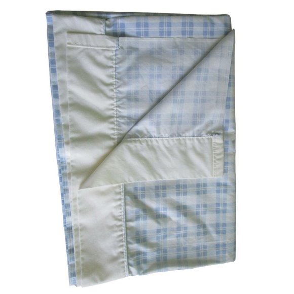 Laura Ashely Hampton Quartet Light Blue Plaid Twin Top Sheet Vintage Country EUC - Picture 6 of 14